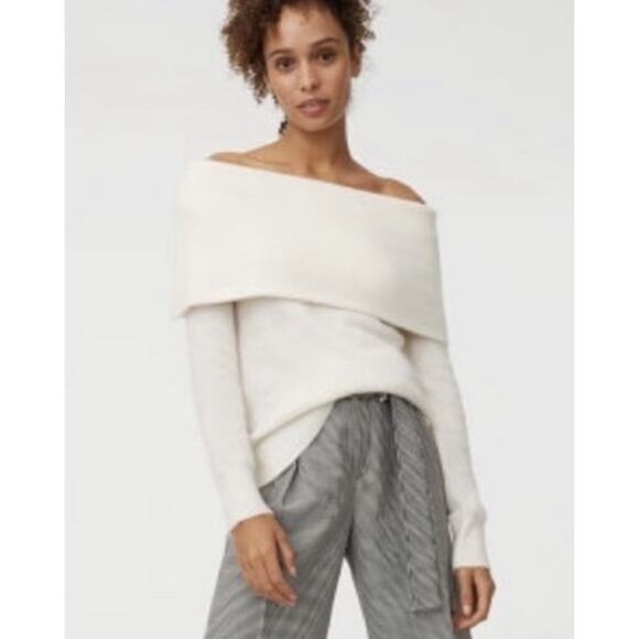 Club Monaco Charlotta Off Shoulder Sweater XS White Wool Alpaca Blend - Picture 1 of 9